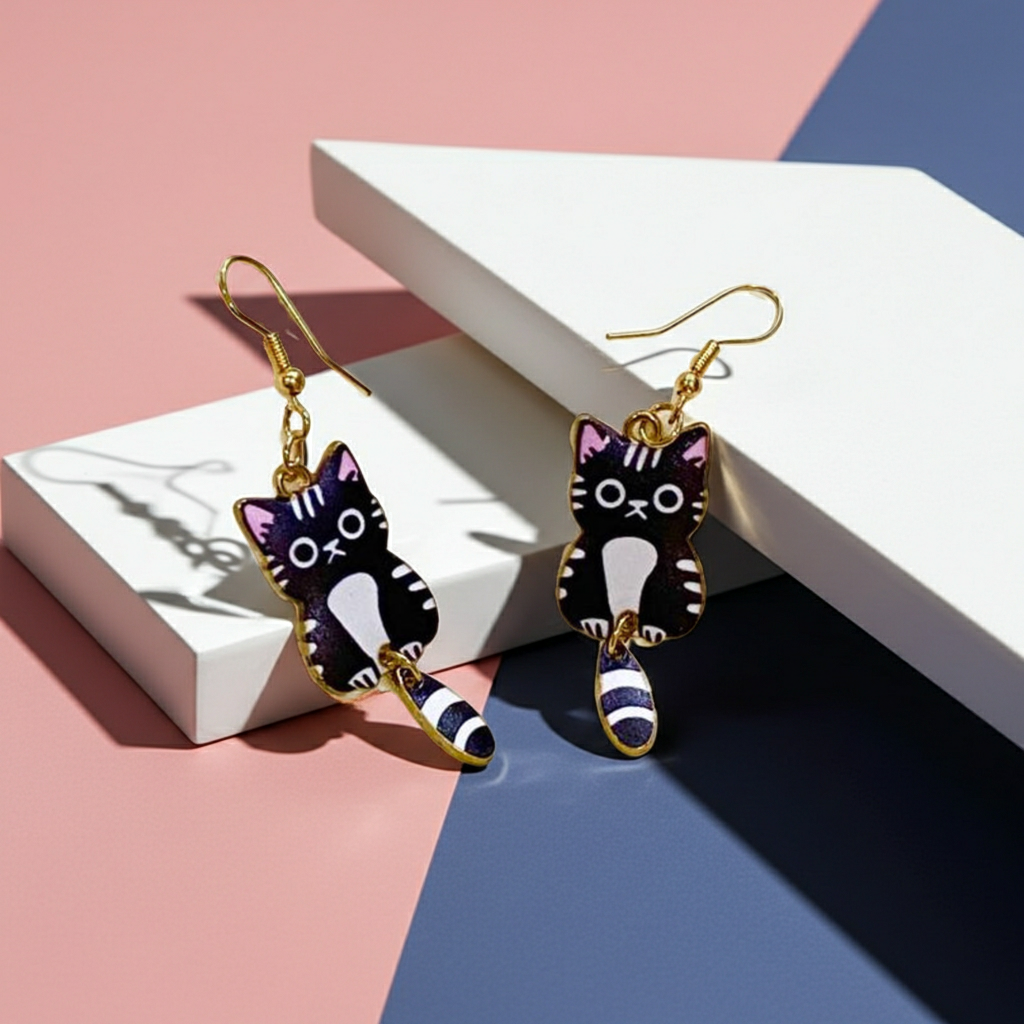 Black Kitty Earrings