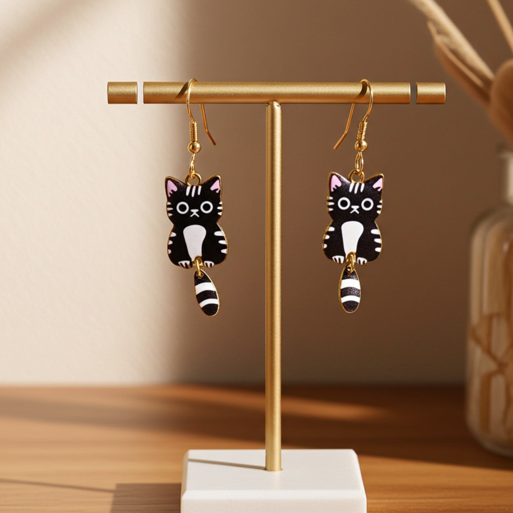 Black Kitty Earrings