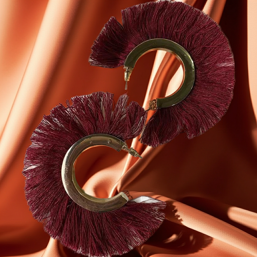 Burgundy Bloom Hoops