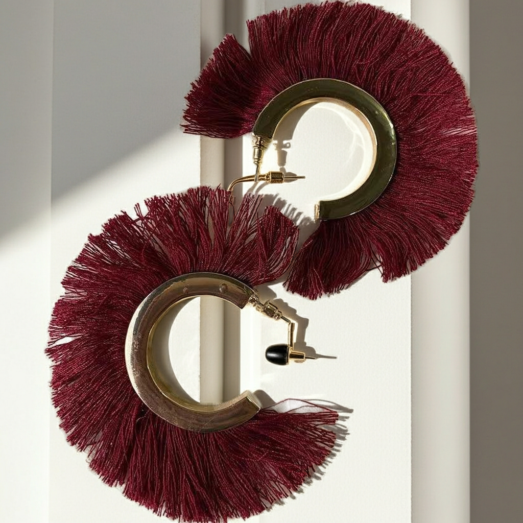 Burgundy Bloom Hoops