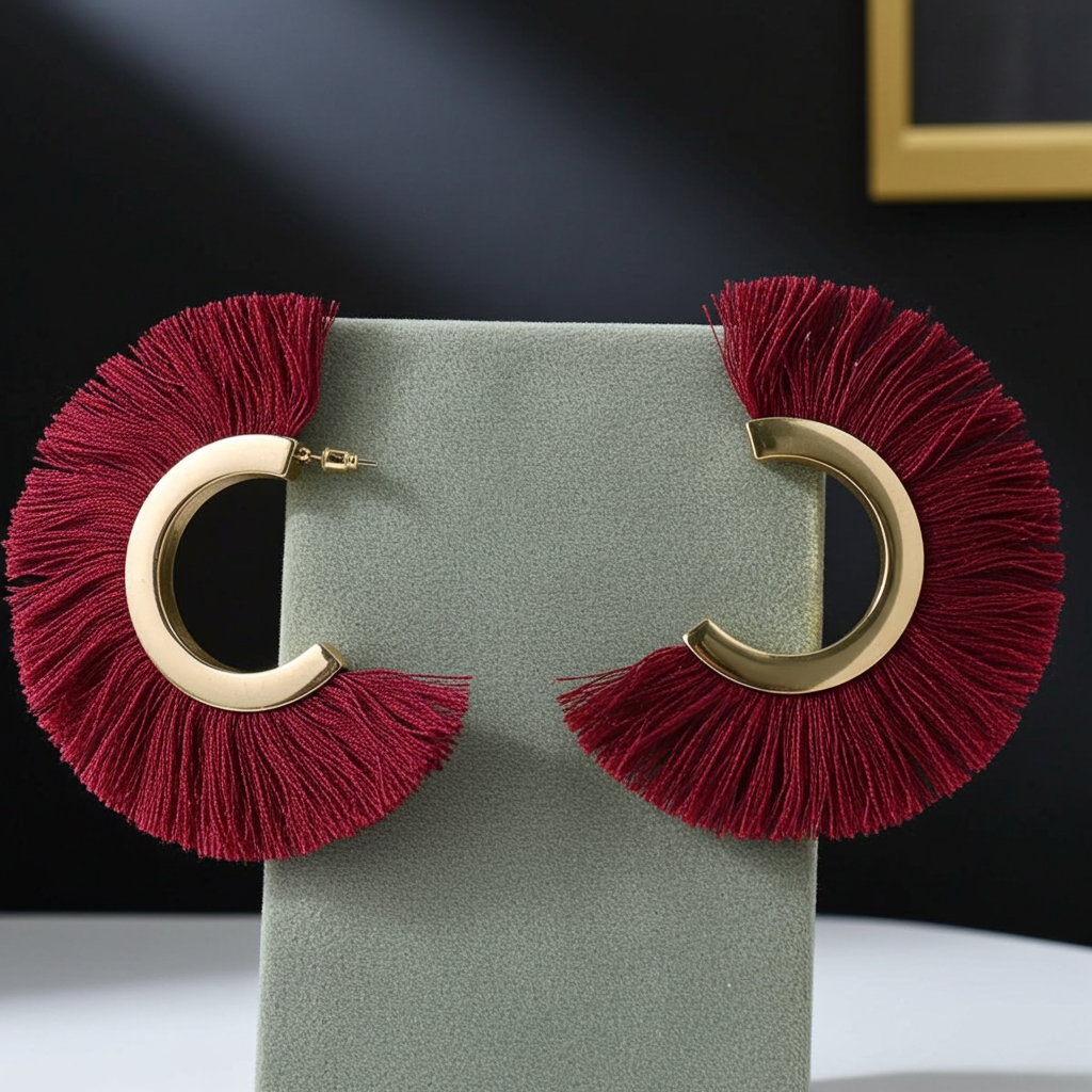 Burgundy Bloom Hoops