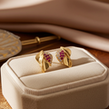 Dazzling Ruby Leaf Studs