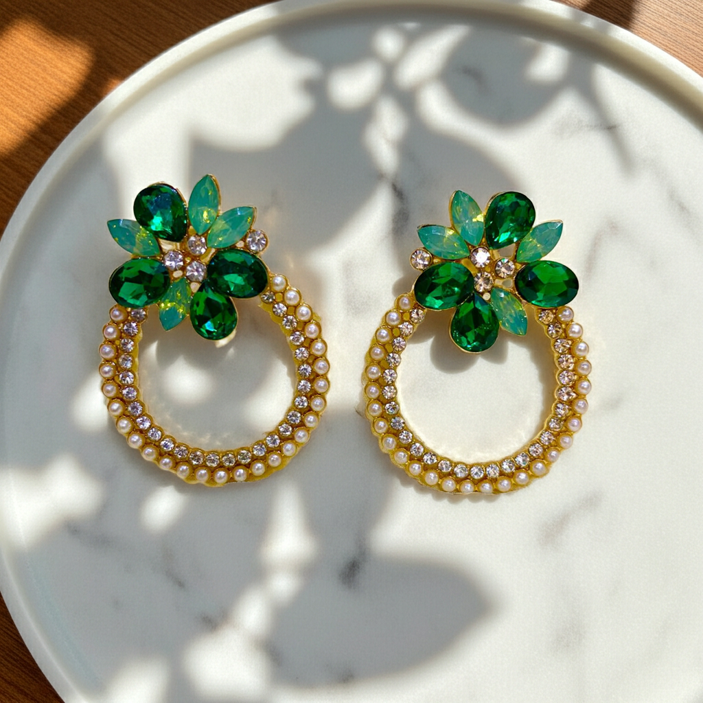 Emerald Floral Earrings