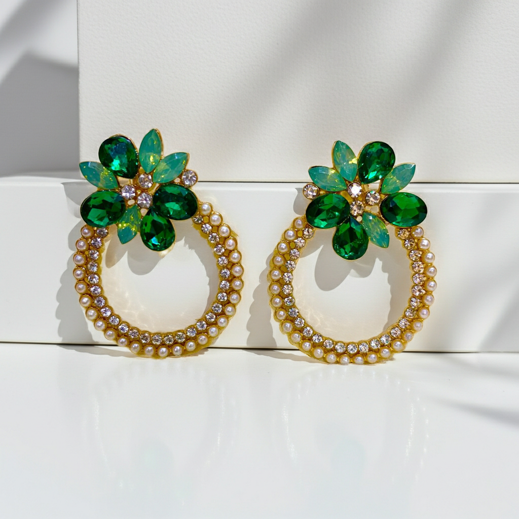 Emerald Floral Earrings