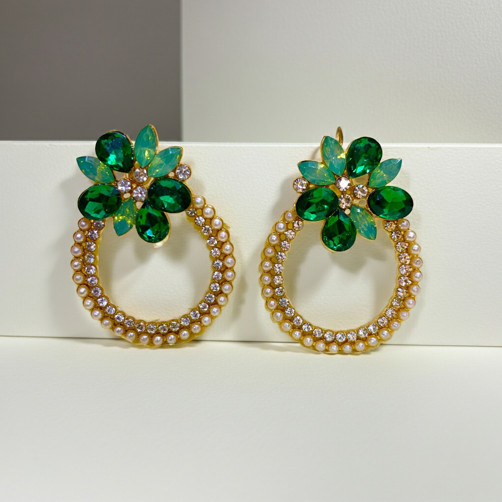 Emerald Floral Earrings