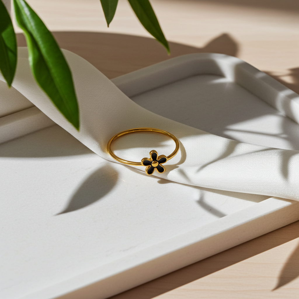 Floral Charm Stainless Steel Ring