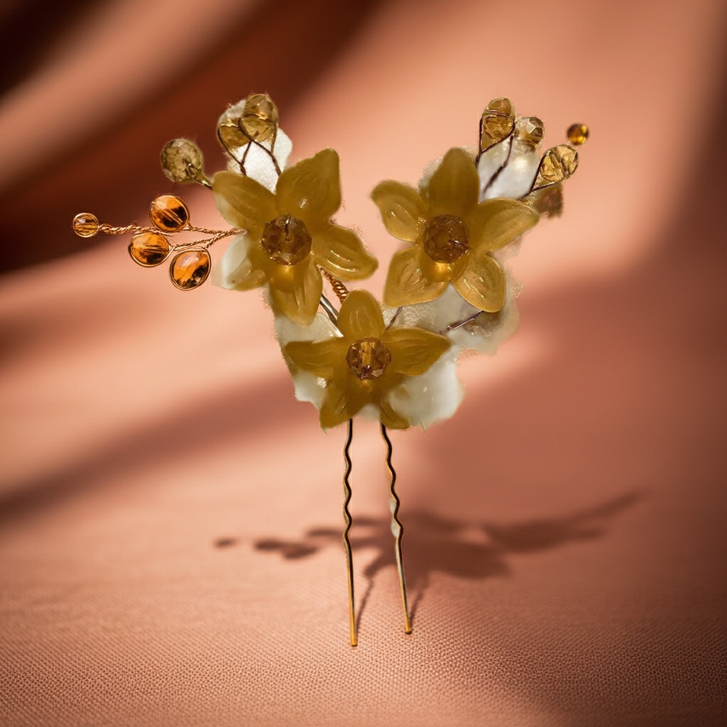 Gold Floral Jora Hair Pin