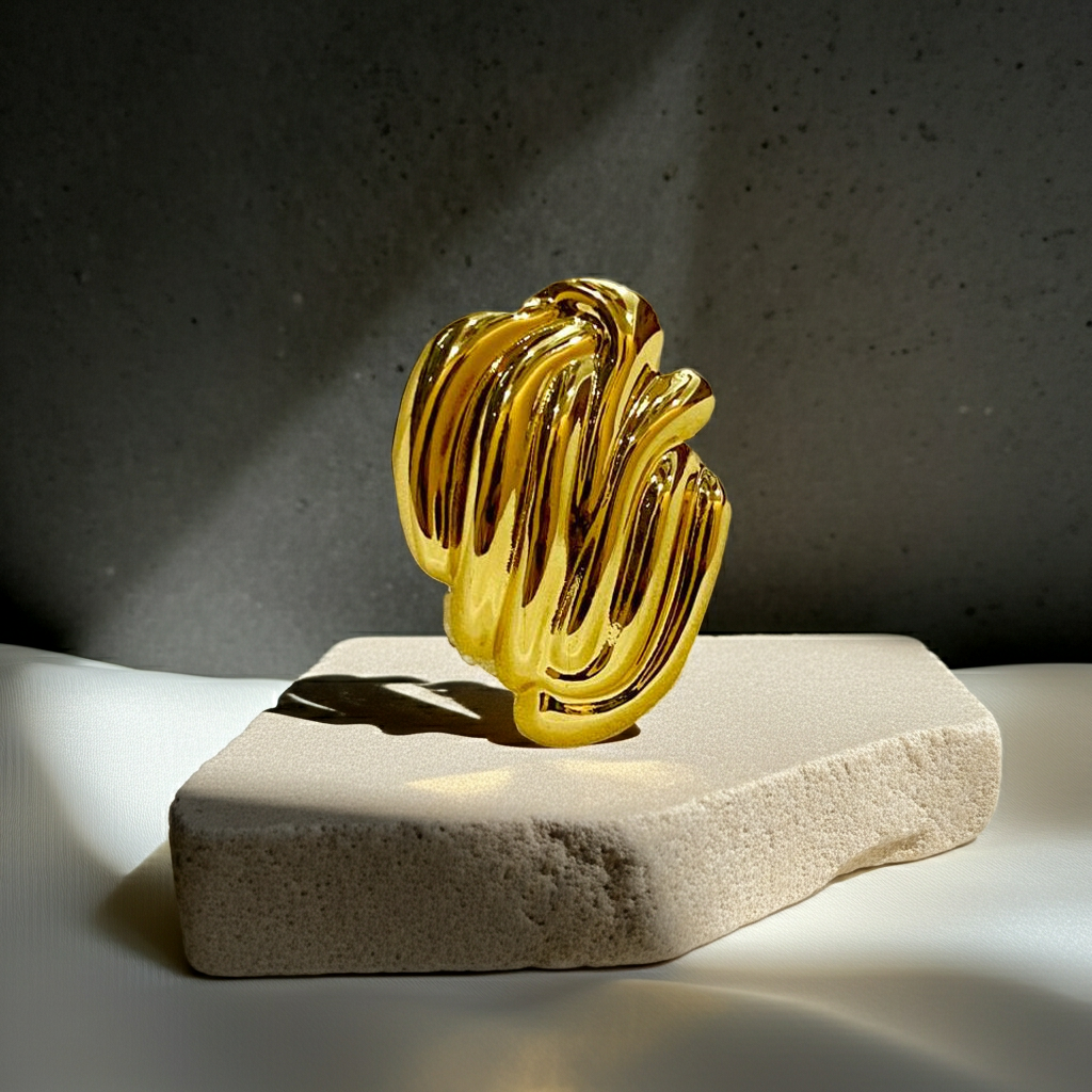 Golden Wave Statement Ring