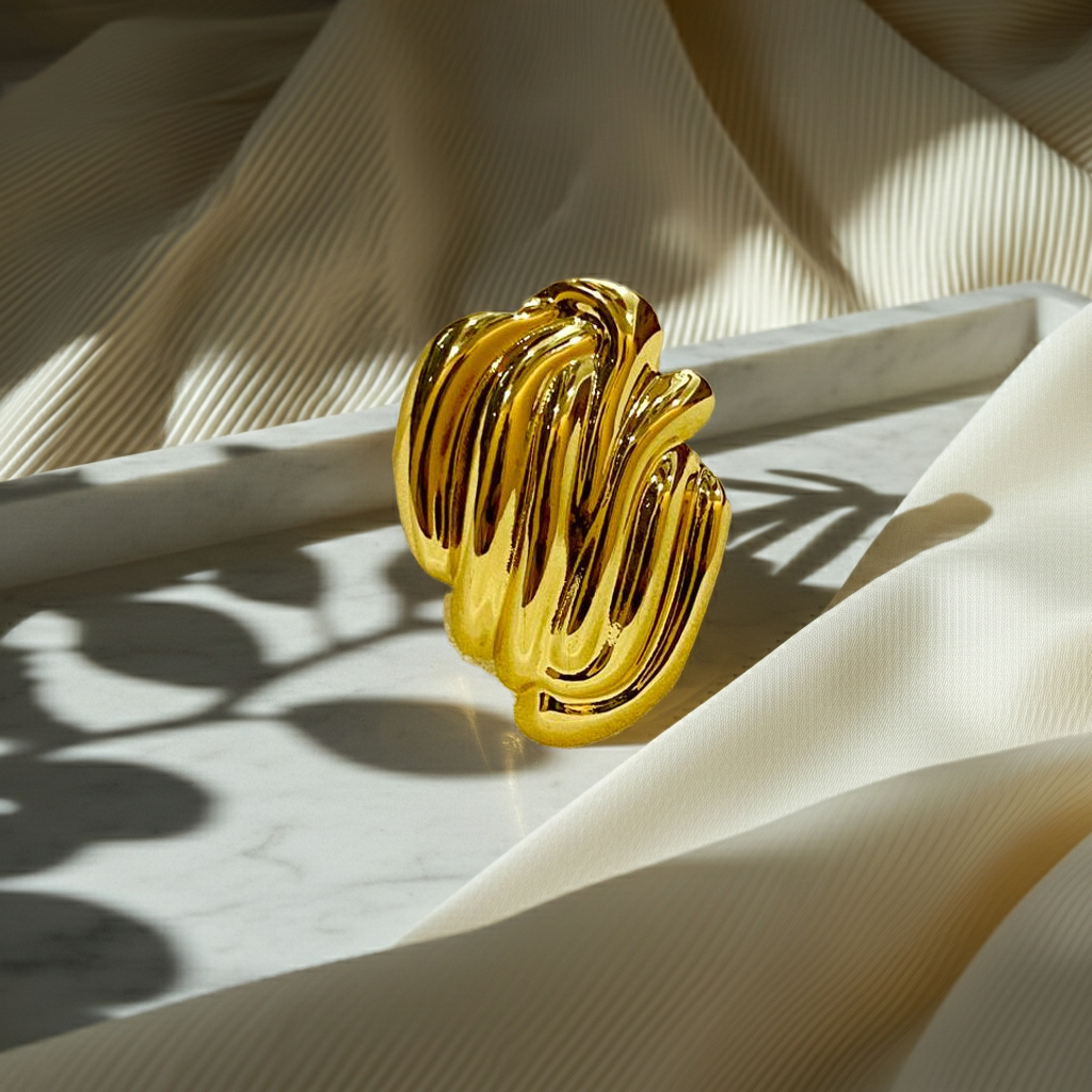 Golden Wave Statement Ring