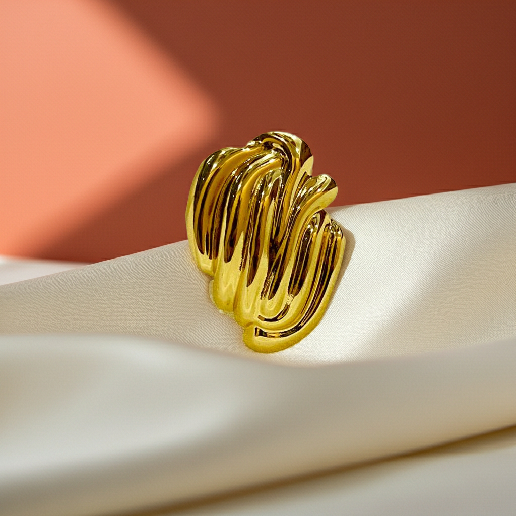 Golden Wave Statement Ring