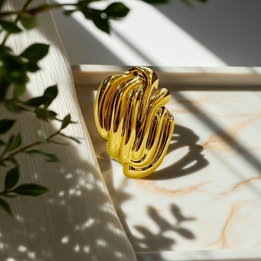 Golden Wave Statement Ring