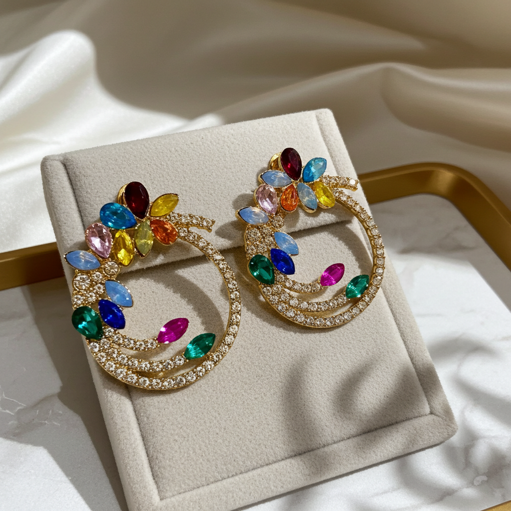 Multi Coloured Floral Earring