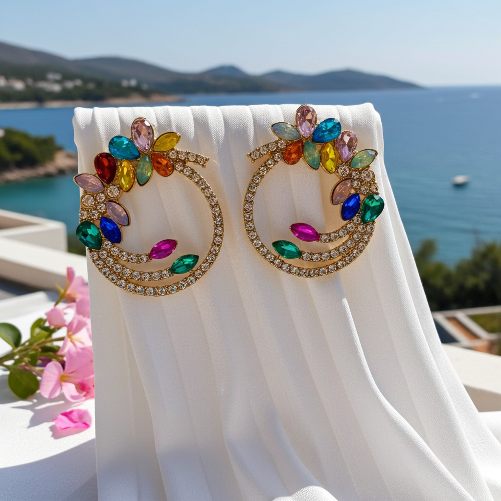 Multi Coloured Floral Earring