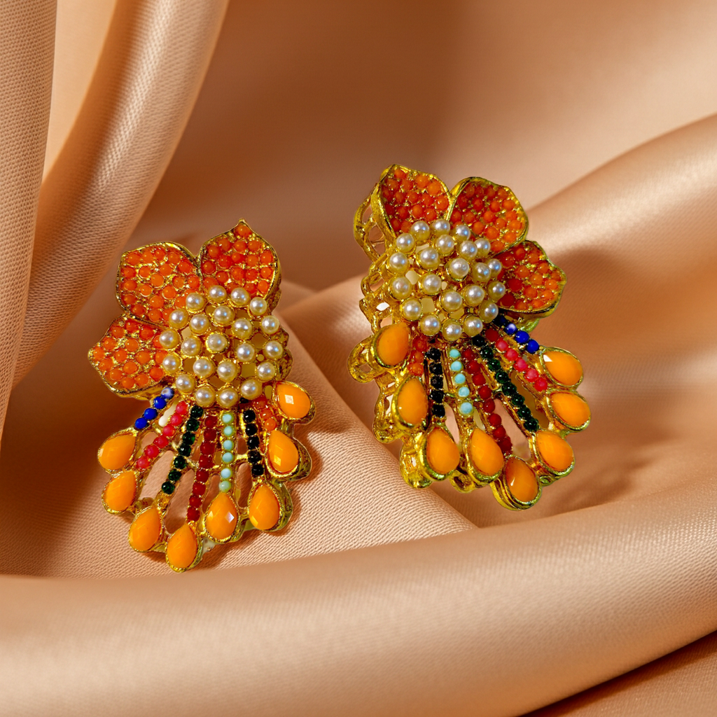 Nauratan Earrings (Orange)