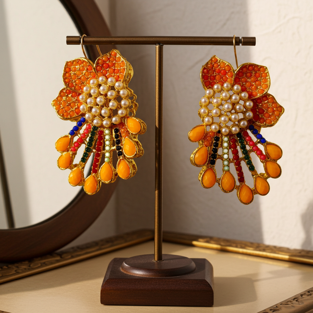 Nauratan Earrings (Orange)