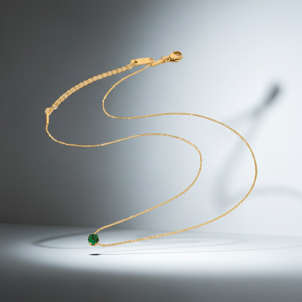 Stainless Steel Green Stone Pendant