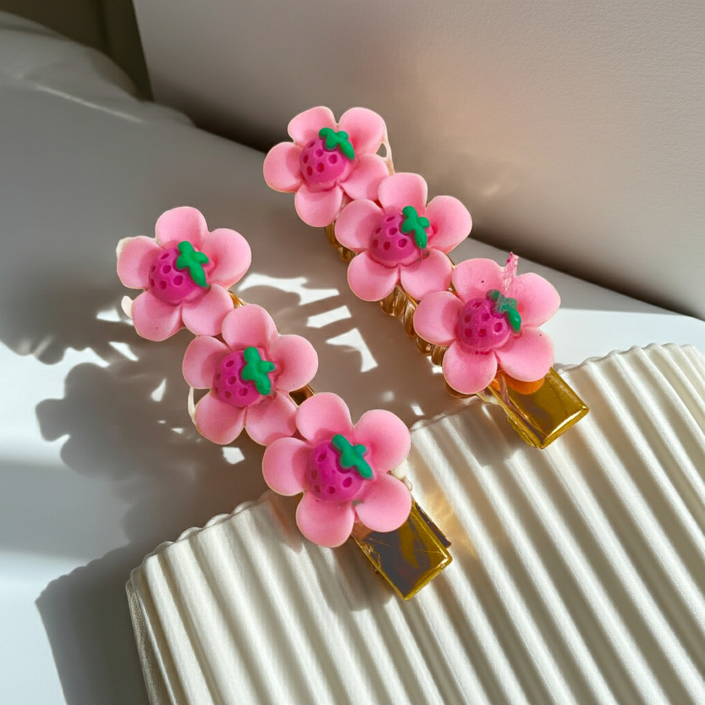 Strawberry Floral Hair Pins