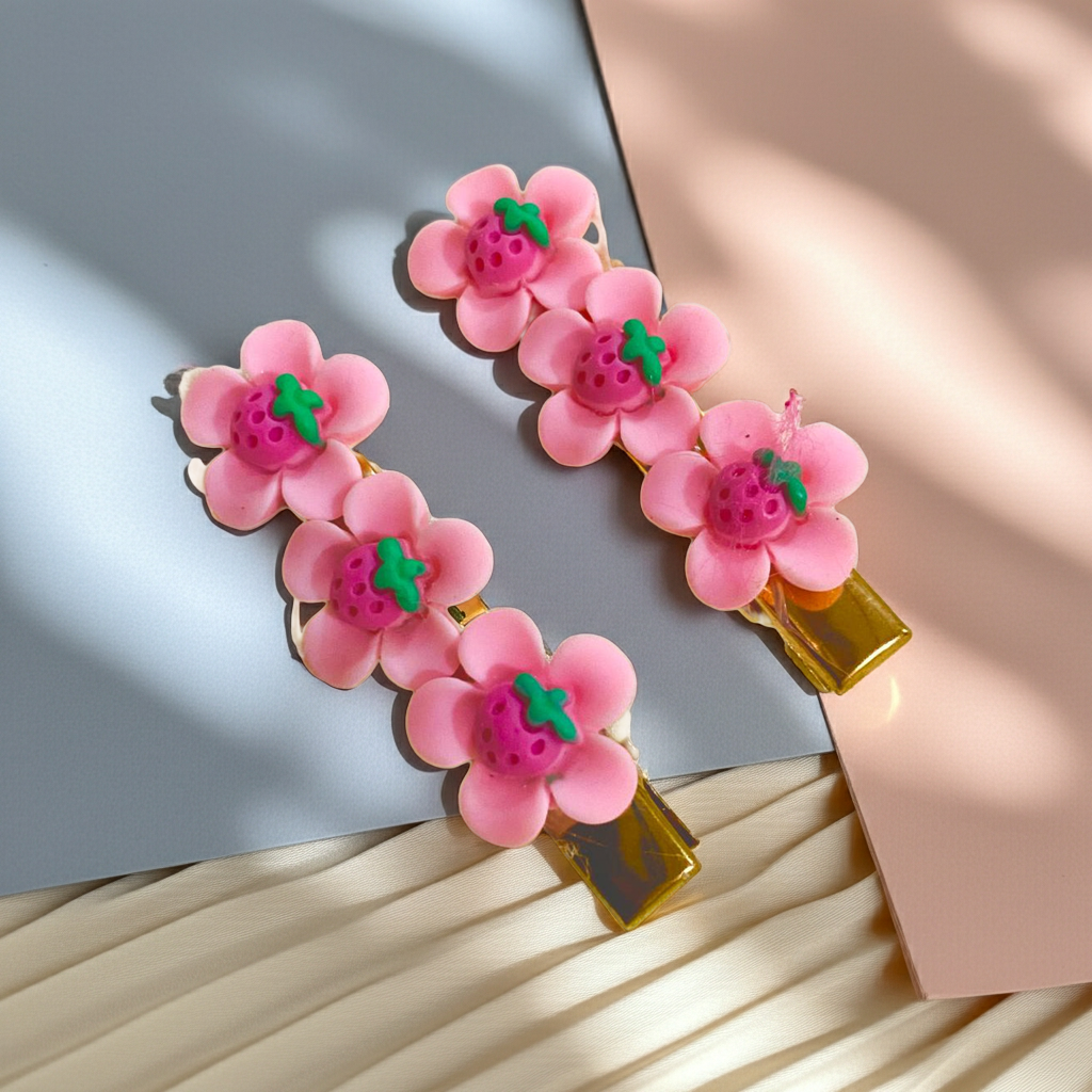 Strawberry Floral Hair Pins