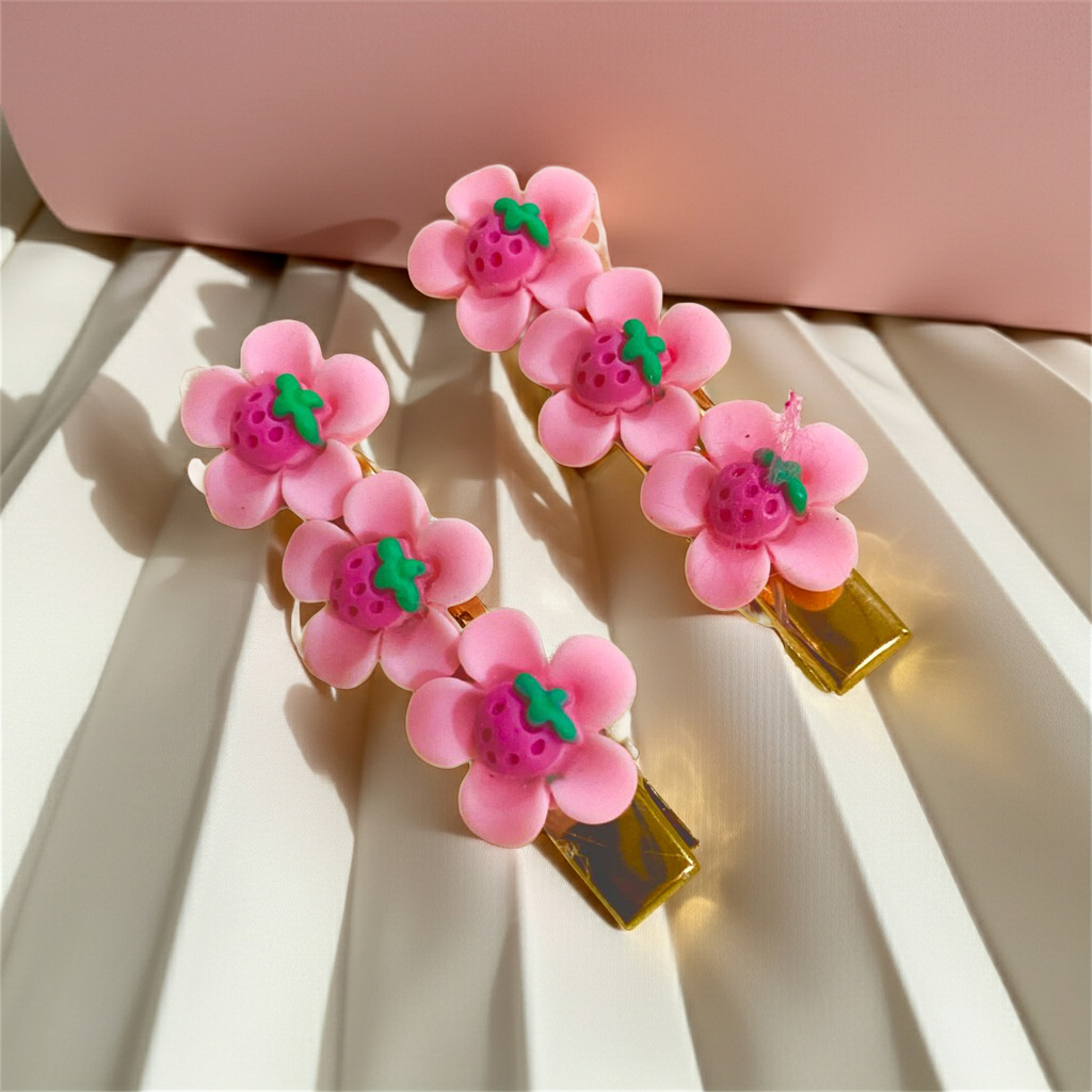Strawberry Floral Hair Pins