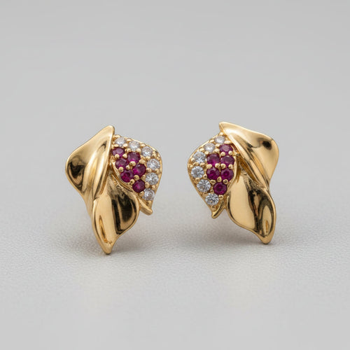 Dazzling Ruby Leaf Studs Dreamy Designs