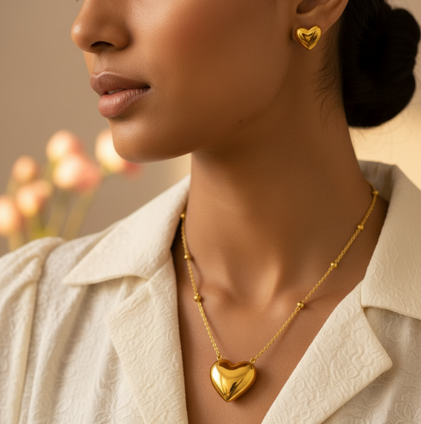 Stainless Steel Hearts Necklace Set Dreamy Designs