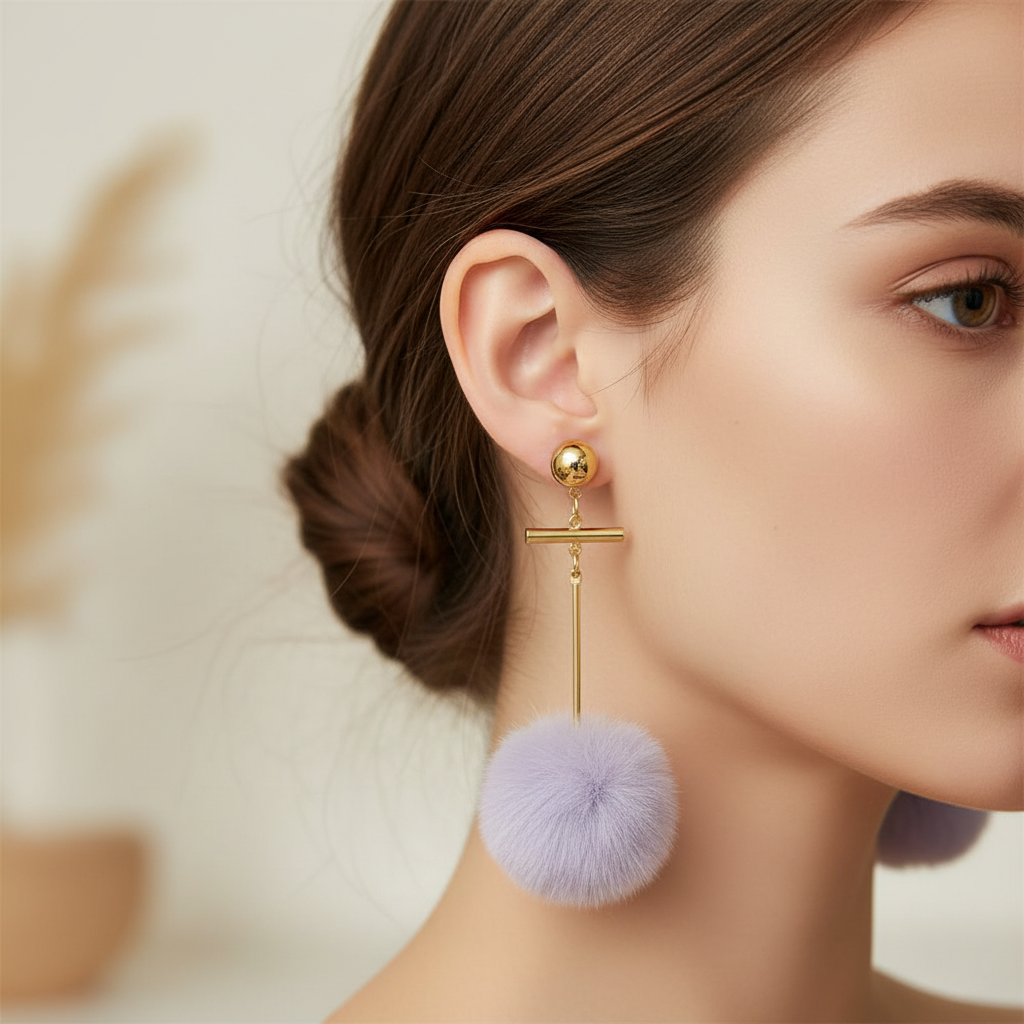 Fur Dangle Earrings