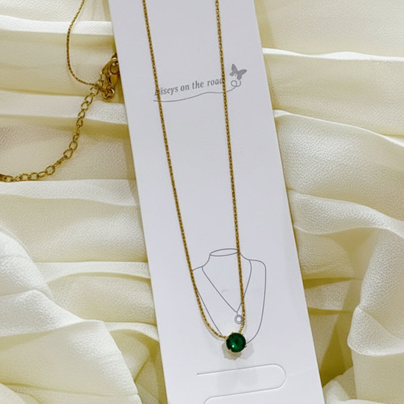 Stainless Steel Green Stone Pendant Dreamy Designs