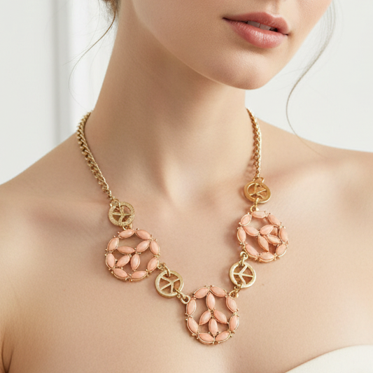 Gem Peach Statement Necklace