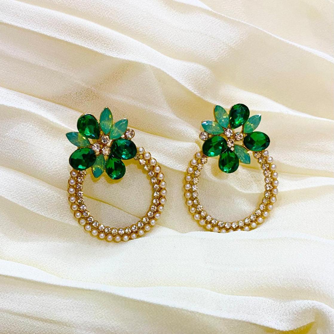 Emerald Floral Earrings Dreamy Designs