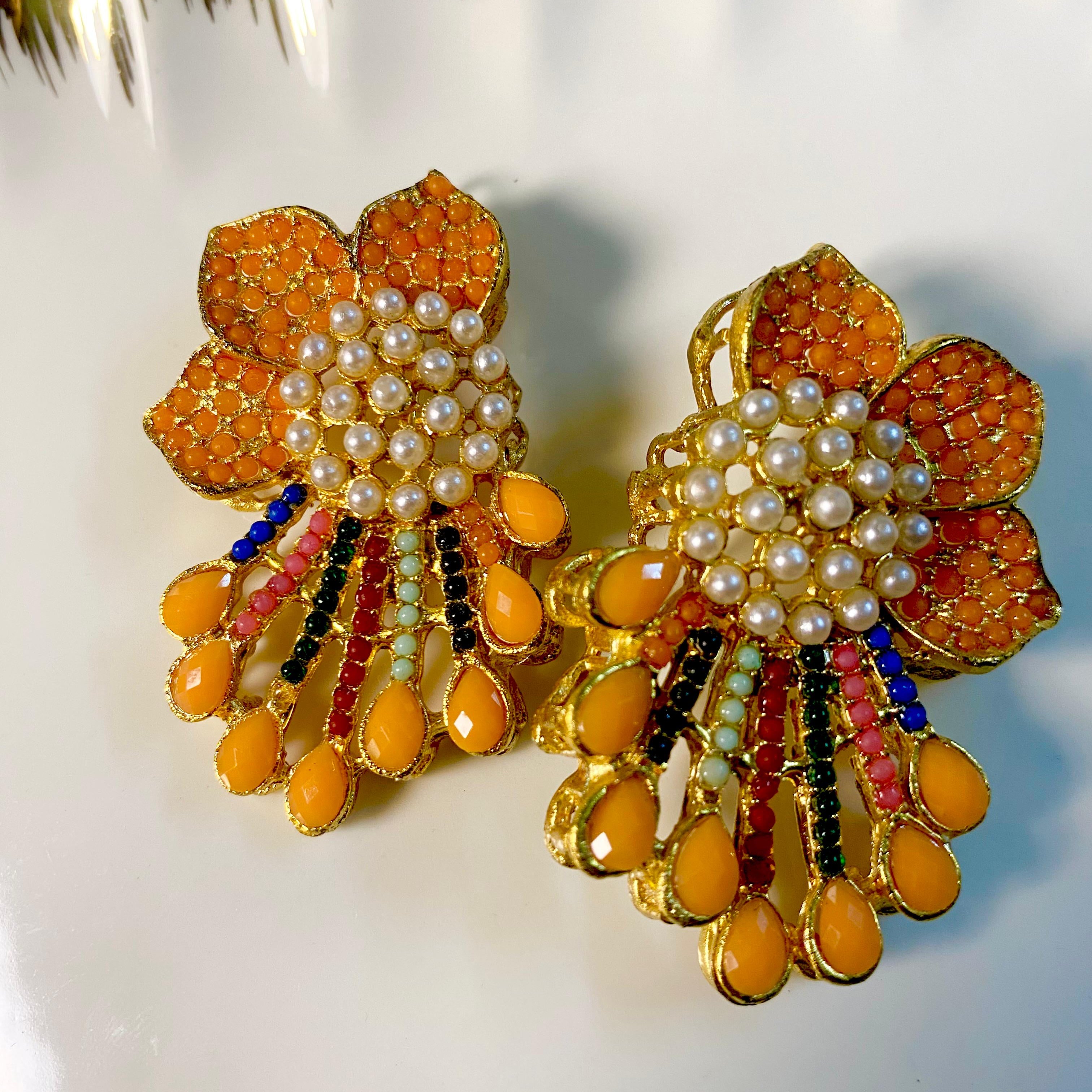 Nauratan Earrings (Orange)
