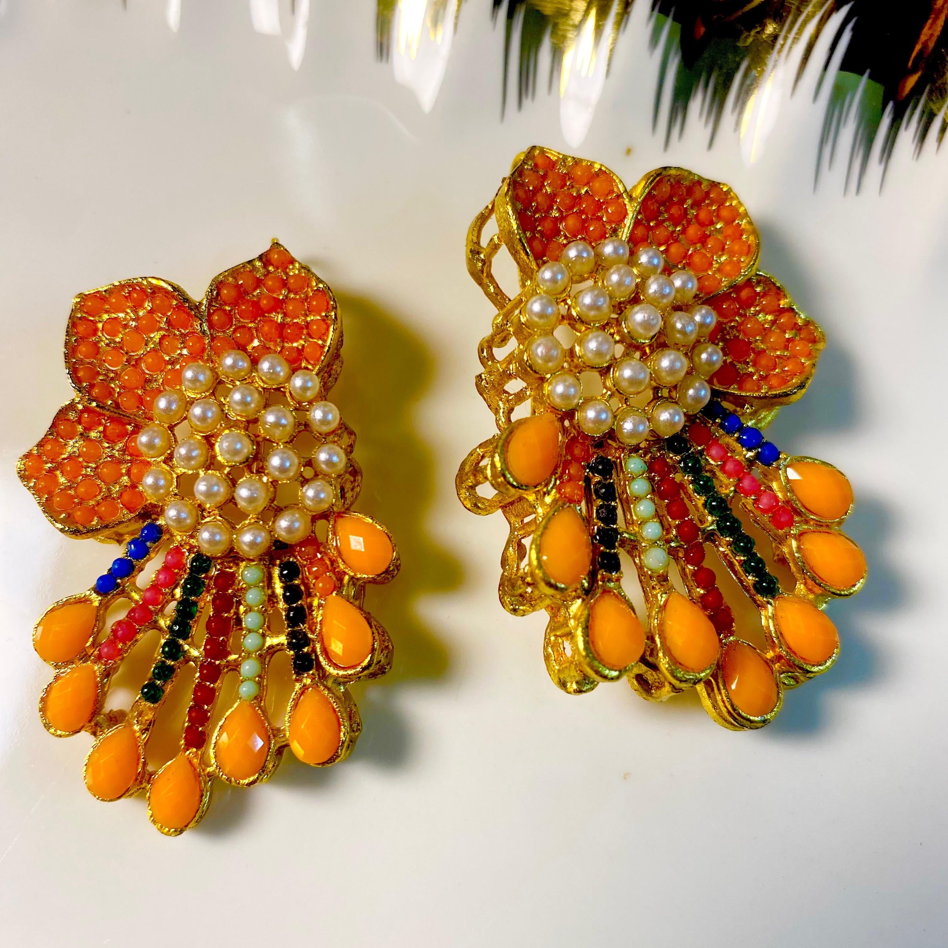 Nauratan Earrings (Orange)