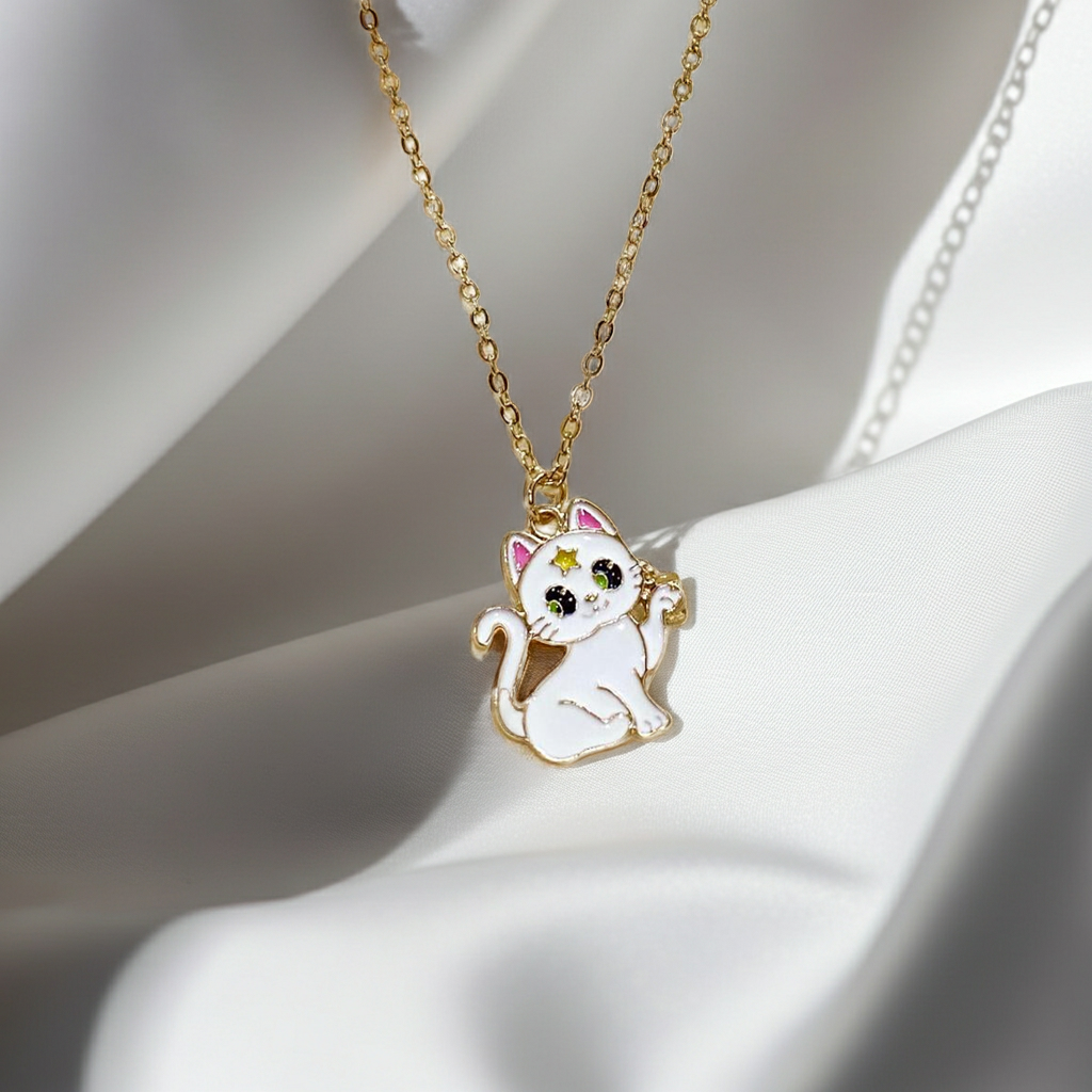 White Kitty Necklace