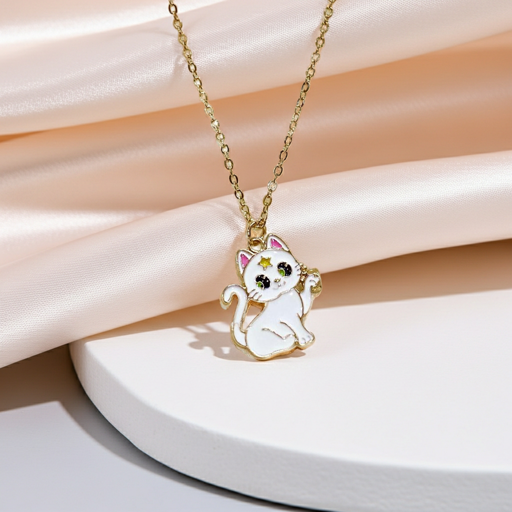 White Kitty Necklace