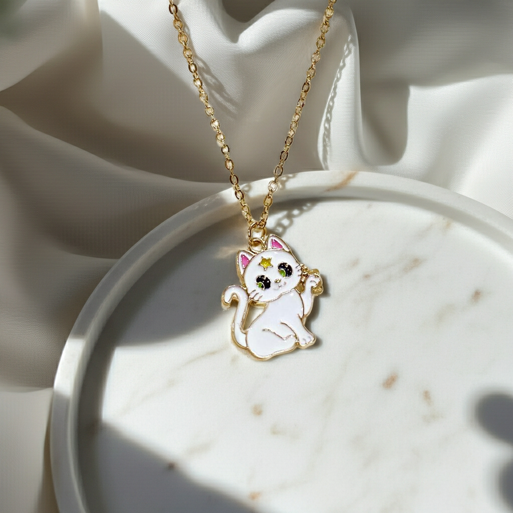 White Kitty Necklace
