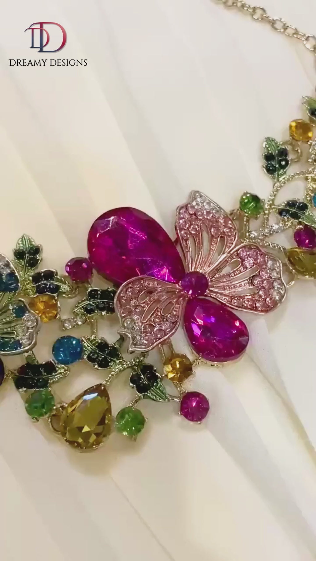 Multi Coloured Floral Crystal Necklace Set